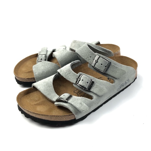 gray suede birkenstocks